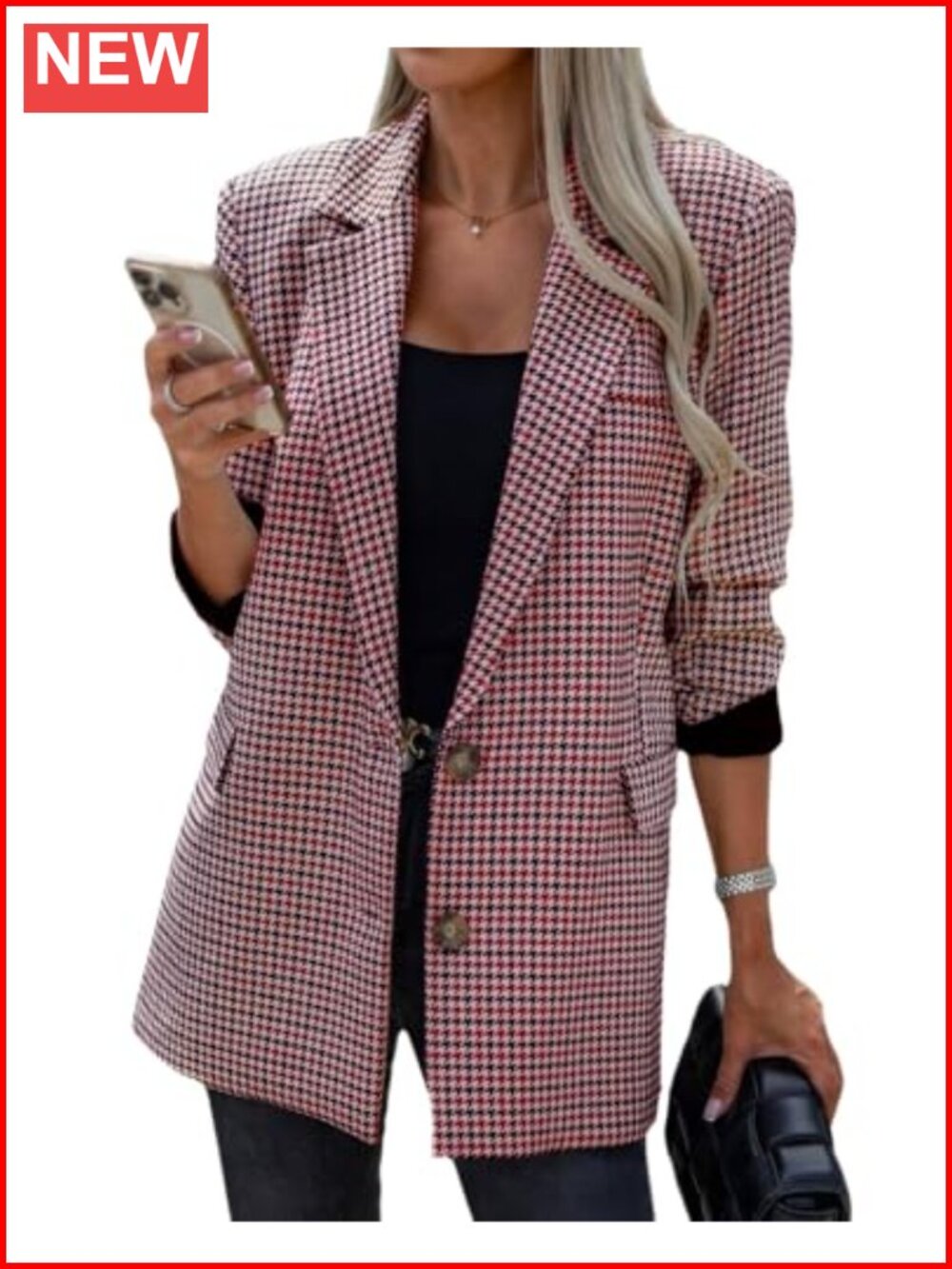 Women's Plaid Notch Lapel Long Sleeve Wool Pea Coat